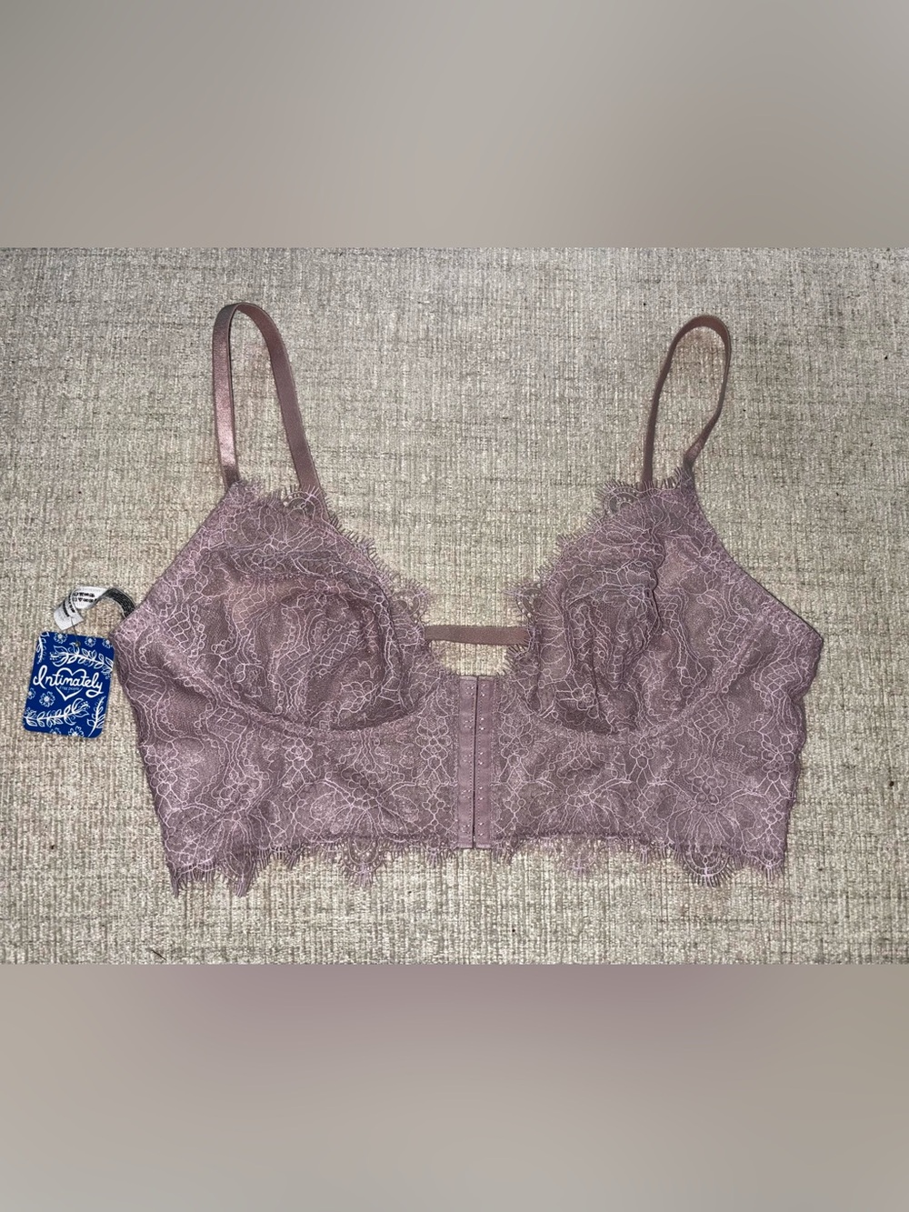 NWT Free People Intimately Dusty Mauve Lace Bralette Crop Top Medium Coquette